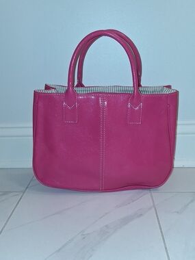 Bright Pink Structured Tote Bag with Top Handles